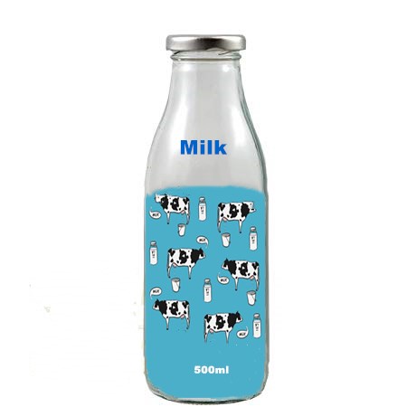 Round Clear Glass Milk Bottle