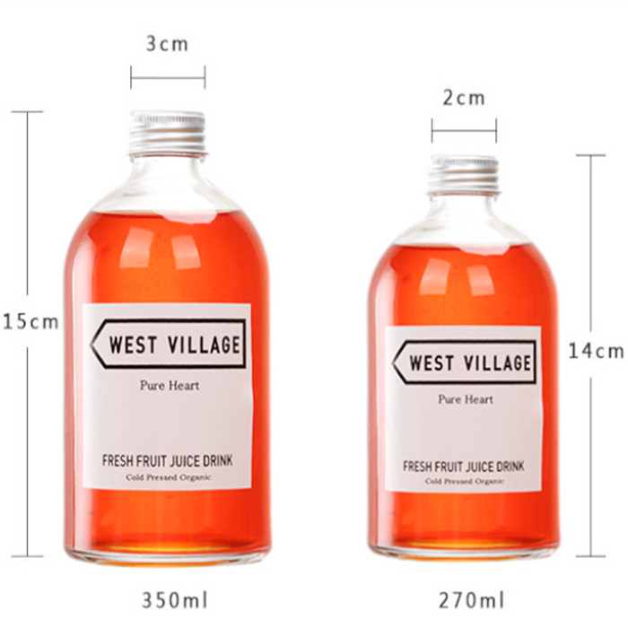 Frosted round glass juice bottle 270ml 350ml - Glass bottle