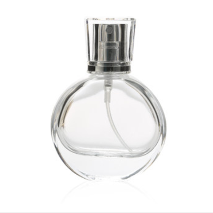 Round glass perfume bottle
