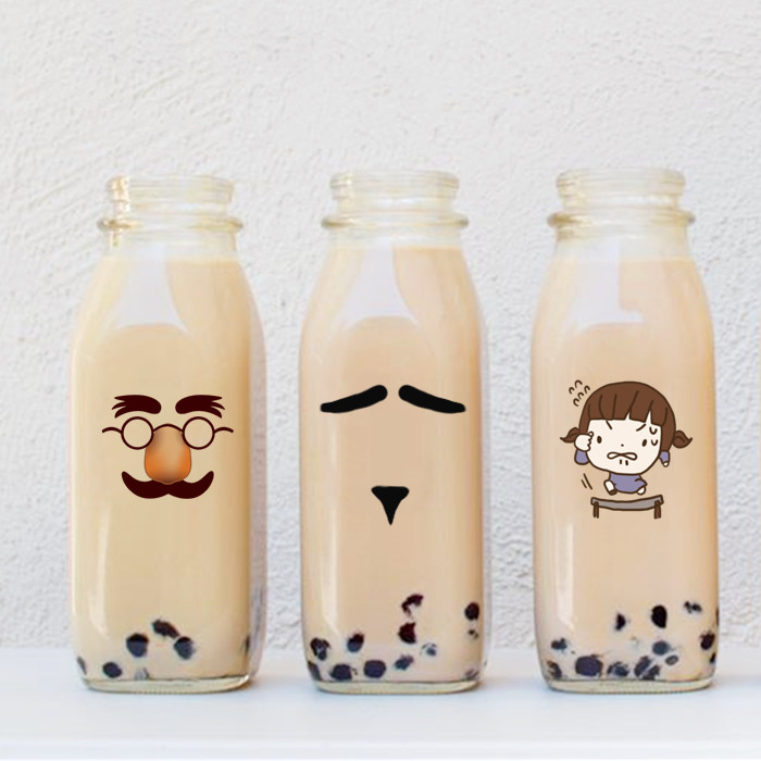Bubbly tea boba glass bottle with cork Supplier