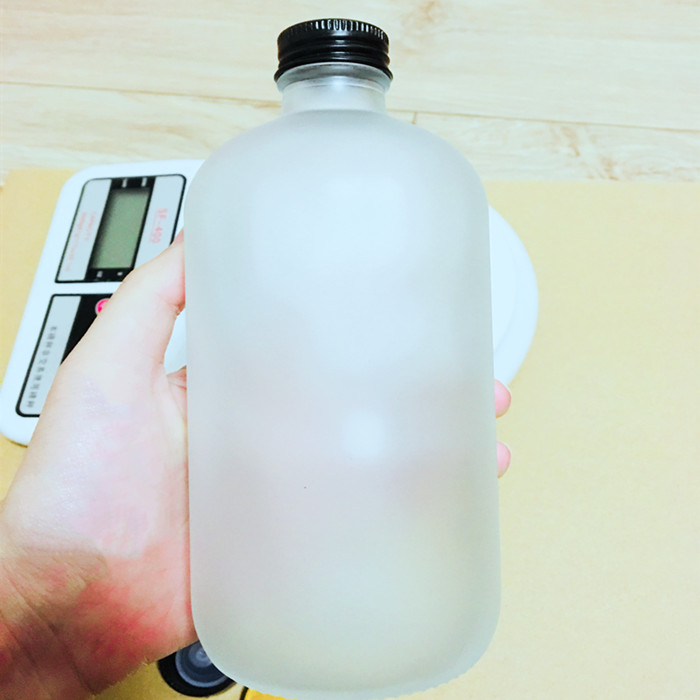 16oz Frosted Boston Round Glass Bottle 