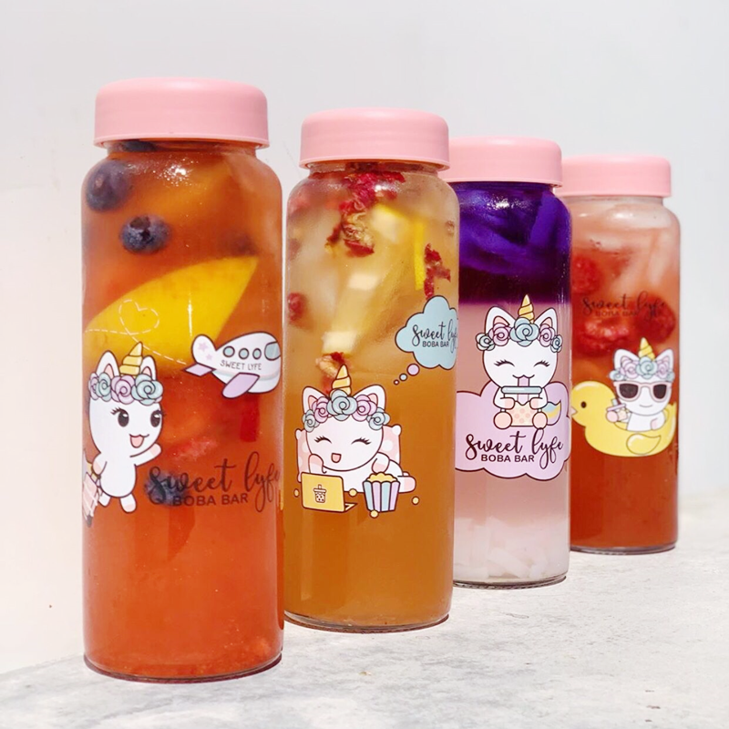 Bubble Tea Smoothie Glass Jar with Printing
