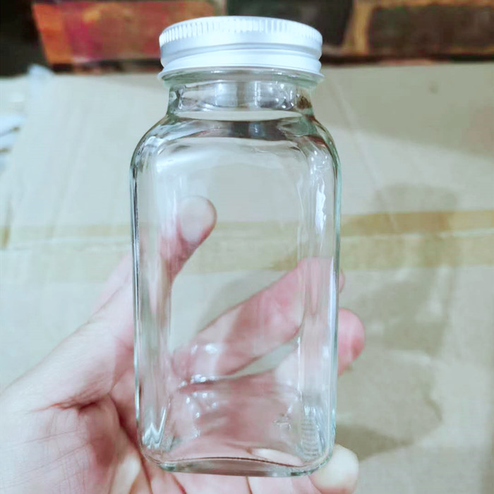 180ml French square juice glass bottle