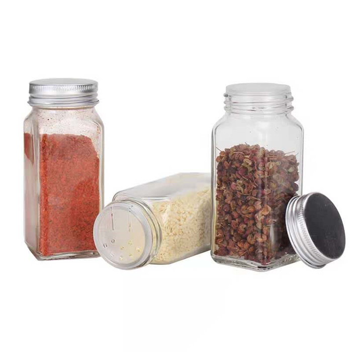 100ml square sauce spice glass jar with shaker